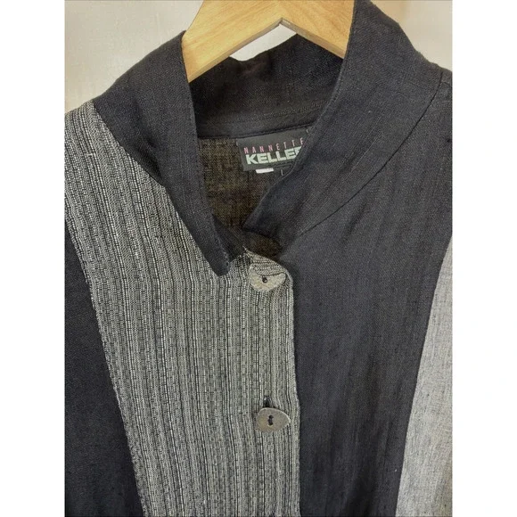 Vintage 90's Nannette Keller Mixed Button Up Jacket Tunic Top #1350 Size LARGE - Picture 2 of 7
